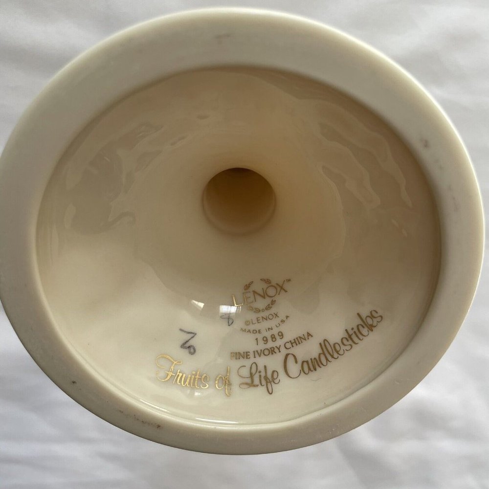 Lenox - Fruits of Life Candlesticks Fine China 24k Trim in Box With COA - Picture 8 of 9